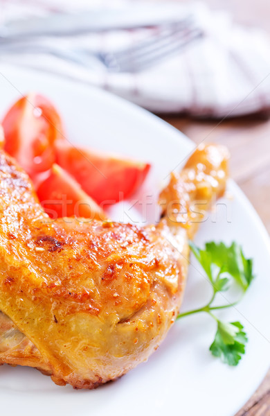 [[stock_photo]]: Jambe · poulet · dîner · blanche · déjeuner