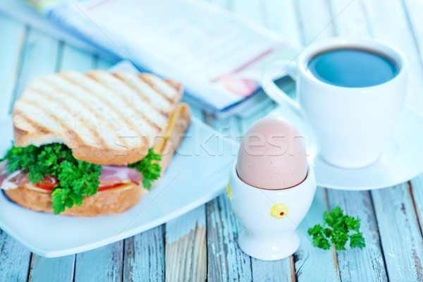 Colazione caffè uova piatto carta Foto d'archivio © tycoon