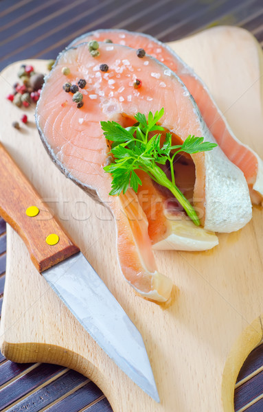 鮭 食品 健康 背景 ディナー 赤 ストックフォト © tycoon