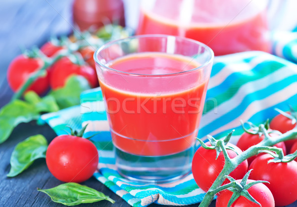 Sok pomidorowy szkła tabeli żywności drewna zielone Zdjęcia stock © tycoon