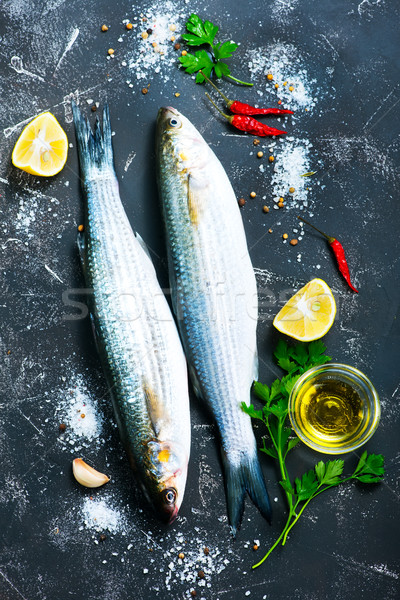 Zdjęcia stock: Ryb · surowy · przyprawy · tabeli · żywności