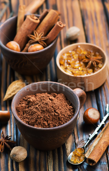 Poeder aroma Spice tabel chocolade achtergrond Stockfoto © tycoon