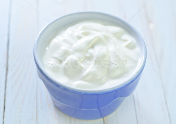 Crema agria alimentos mesa azul blanco crema Foto stock © tycoon