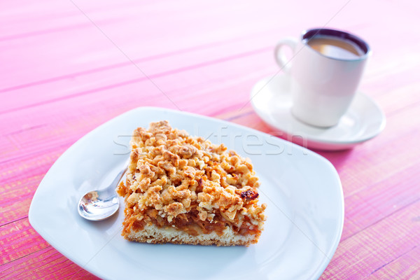 Foto stock: Torta · de · maçã · madeira · vermelho · café · da · manhã · sobremesa · fresco