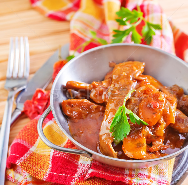 fried meat with tomato sauce Stock photo © tycoon