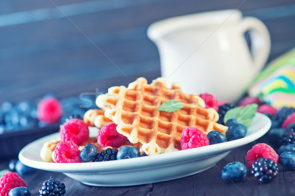 wafels with berry Stock photo © tycoon