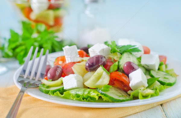 Grec salată brânză cină viaţă furculiţă Imagine de stoc © tycoon