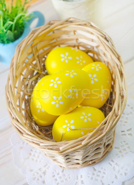 Húsvéti tojások virág étel narancs zöld piros Stock fotó © tycoon