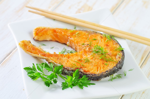 fried salmon Stock photo © tycoon
