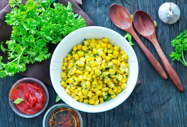 Foto stock: Frito · maíz · mantequilla · especias · tazón · alimentos