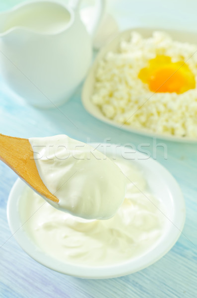 Panna acida alimentare salute uovo blu formaggio Foto d'archivio © tycoon