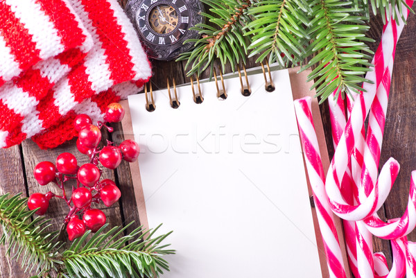 Noël décoration table en bois bois neige espace [[stock_photo]] © tycoon