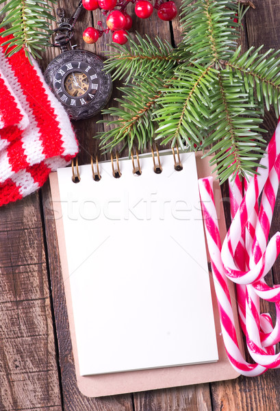 Noël décoration table en bois bois neige espace [[stock_photo]] © tycoon