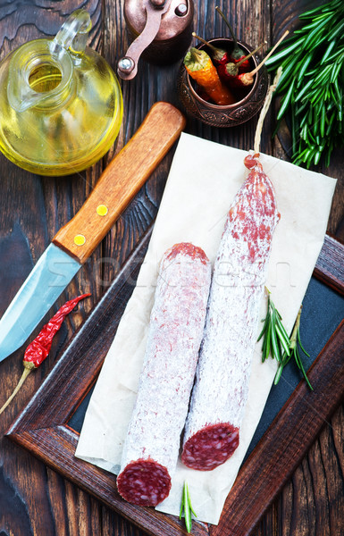 Salam lezzet baharat tahta gıda arka plan Stok fotoğraf © tycoon