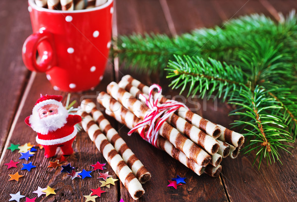 Crăciun decorare tabel fundal bomboane Imagine de stoc © tycoon