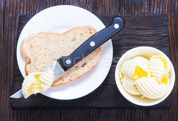 Stockfoto: Boter · brood · ontbijt · tabel · papier · vet
