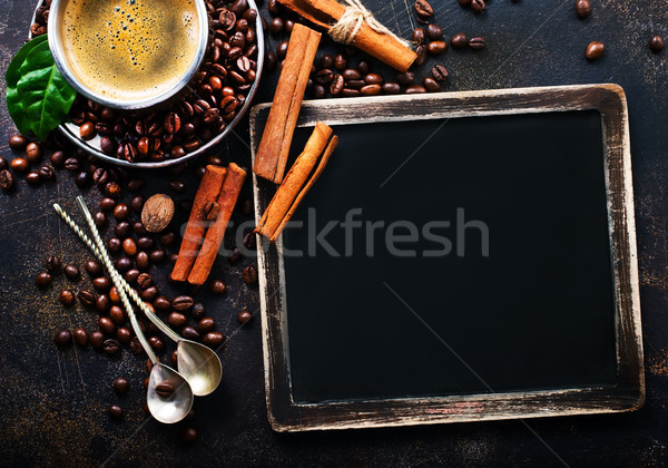 Kahve kahve fincanı ahşap arka plan duman uzay Stok fotoğraf © tycoon