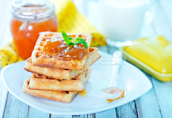 Stockfoto: Abrikoos · jam · plaat · voedsel · vruchten · oranje