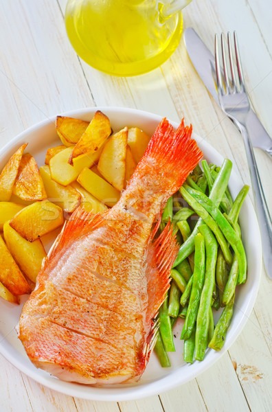 Hal sült étel tenger vacsora tányér Stock fotó © tycoon
