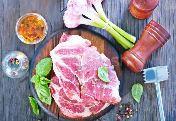 Surowy mięsa przyprawy tabeli żywności Zdjęcia stock © tycoon
