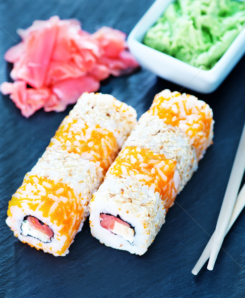 Sushi świeże tabeli owoce morza ryb kuchnia Zdjęcia stock © tycoon