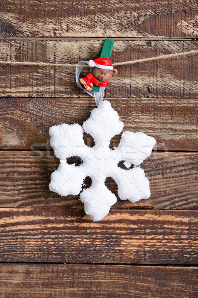 Noël décoration table en bois lumière fond cadeau [[stock_photo]] © tycoon