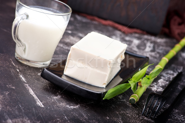 Tofu fromages table de cuisine bleu plaque noir [[stock_photo]] © tycoon