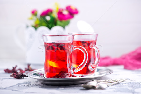 świeże herbaty szkła tabeli kwiaty Zdjęcia stock © tycoon