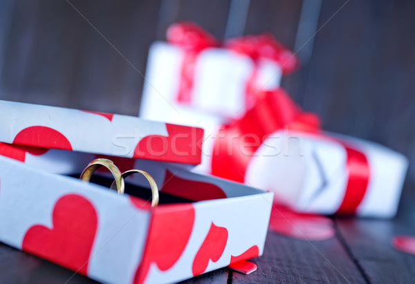 Dia dos namorados apresentar caixa vela tabela casamento Foto stock © tycoon