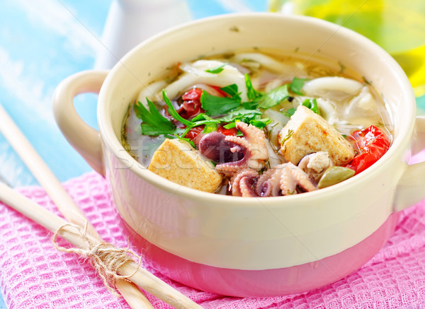Zeevruchten soep blad asian eten hot Stockfoto © tycoon