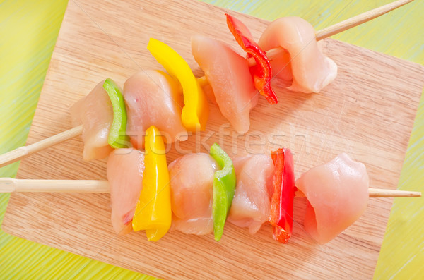 Stock photo: chicken kebab with vegetables