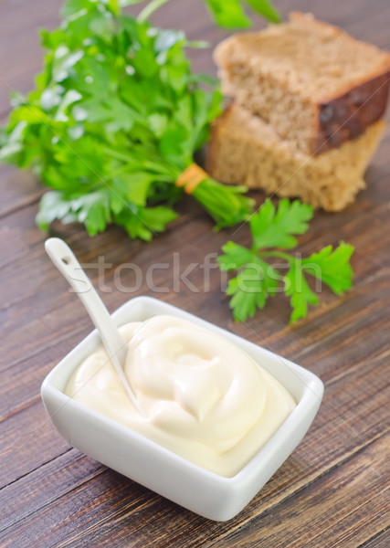 Majonez żywności tabeli chleba oleju biały Zdjęcia stock © tycoon