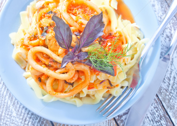 Stock photo: pasta with seafood