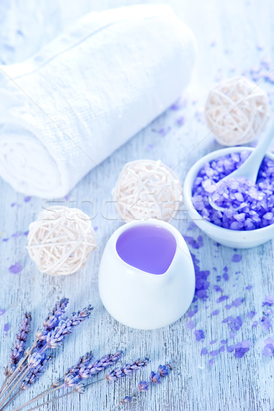 Spa objetos lavanda jabón toalla mesa Foto stock © tycoon
