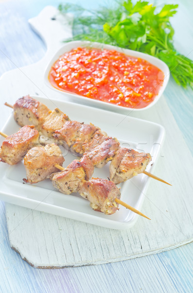 Kebab étel zöld vacsora piros kövér Stock fotó © tycoon