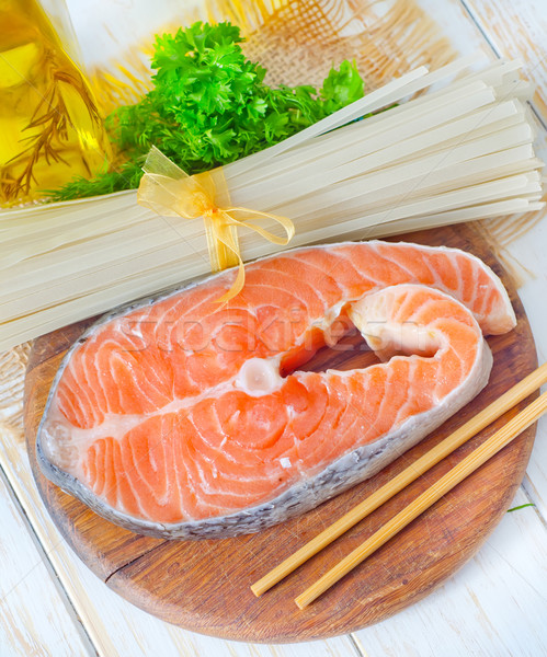 三文魚 食品 魚 海 綠色 晚餐 商業照片 © tycoon