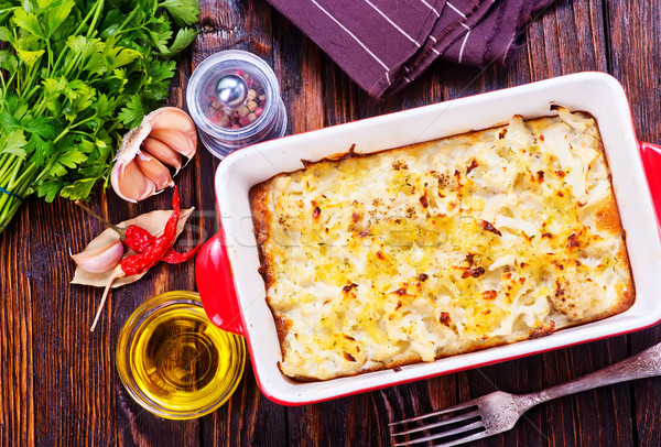 Stockfoto: Bloemkool · gebakken · ei · kom · voedsel · keuken