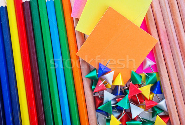 Fournitures scolaires étudiant peinture crayon cadre éducation [[stock_photo]] © tycoon