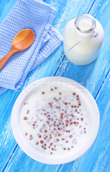 牛奶 木 健康 盤 早餐 植物 商業照片 © tycoon