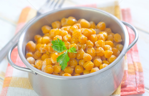 Stock foto: Chick · Erbsen · Platte · indian · Mittagessen · Löffel