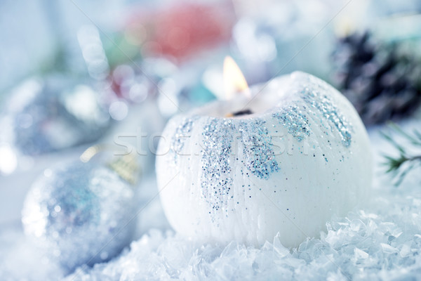 Zdjęcia stock: Świeca · christmas · dekoracji · tabeli · piękna · zimą