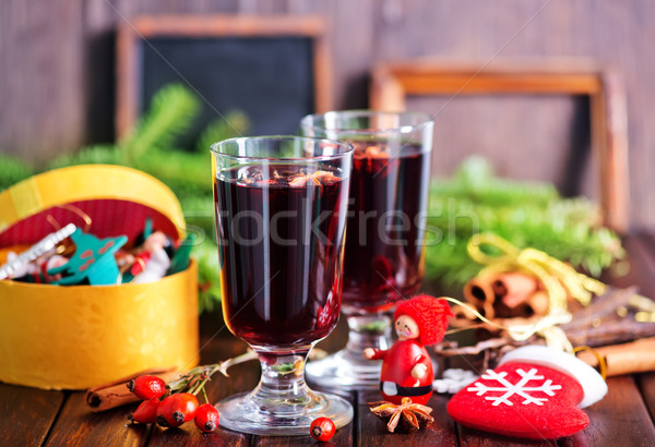 Vino bicchiere di vino tavola legno vetro neve Foto d'archivio © tycoon