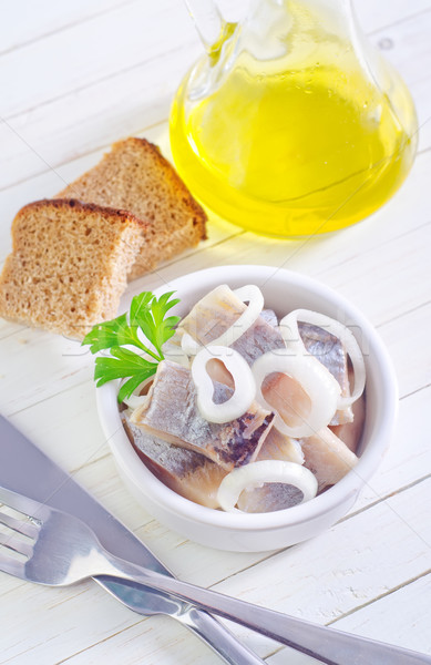 herring with onion and bread Stock photo © tycoon