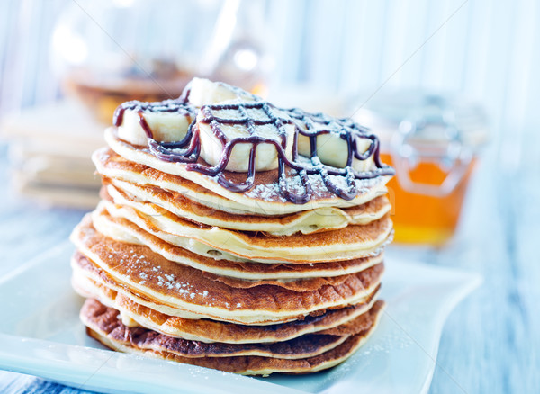 Stock photo: pancakes with banana and chocolate