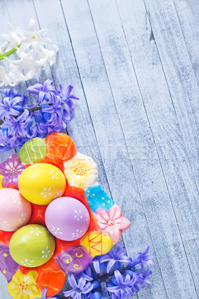 Paskalya yumurtası Paskalya bahar gıda ahşap mutlu Stok fotoğraf © tycoon