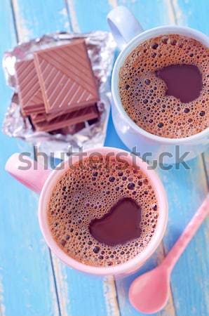 Csokoládé étel kávé konyha torta asztal Stock fotó © tycoon