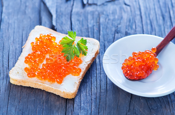 Foto stock: Pan · caviar · mesa · de · madera · alimentos · luz · desayuno