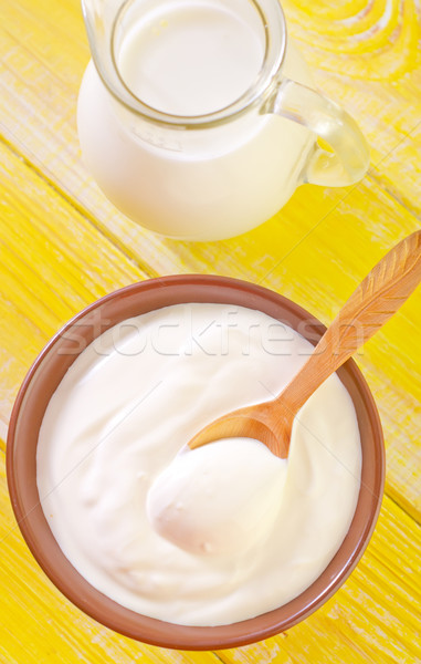 Crema agria alimentos casa cocina cena placa Foto stock © tycoon