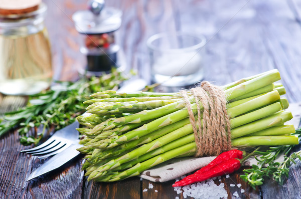 Stockfoto: Asperges · ruw · zout · aroma · Spice · tabel