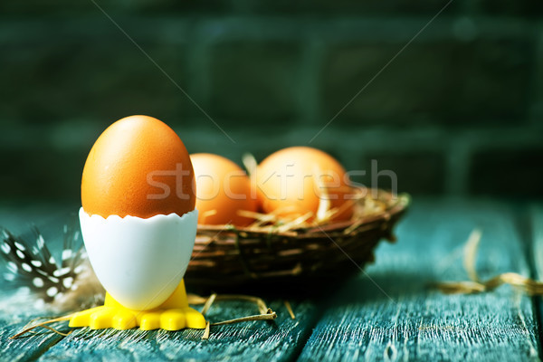 Huevos de Pascua marrón mesa Pascua madera feliz Foto stock © tycoon